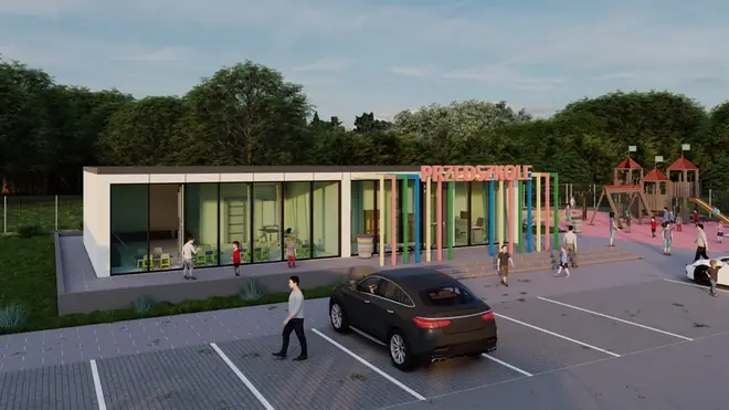 Budynek przedszkola z prefabrykatów żelbetowych