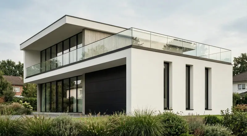 Dom piętrowy 144 m² — narożnik z balkonem na piętrze