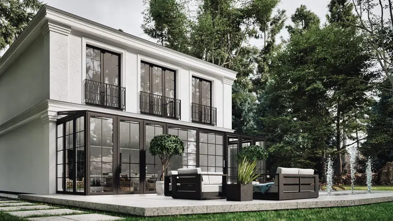 Rezydencja 162 m² — przeszklony narożnik salonu